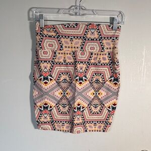 Charlotte Russe Aztec Mini Skirt - Pink and Black